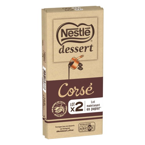 Nestlé Dessert Tablette Chocolat Noir Corsé 2x200g