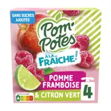 Pom'Potes Compotes à la Fraiche Goût Pomme Framboise Citron 4x90g