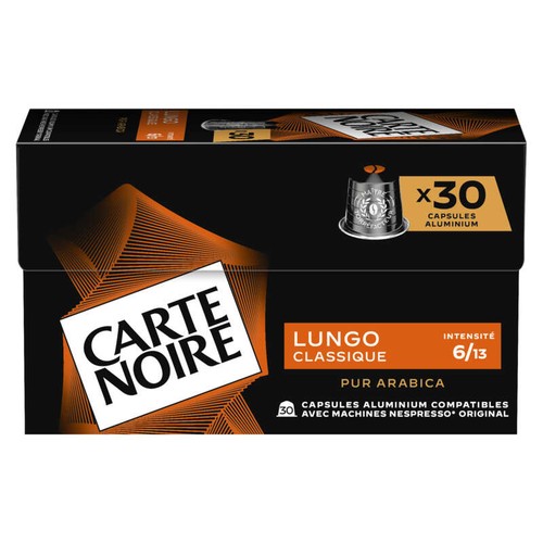 Carte Noire 30 capsules alu lungo classique n°6 - 168g