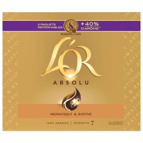 L'Or Absolu Café moulu 100% Arabica intensité 7 2x250g