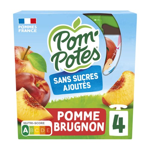 Pom'Potes Sans Sucres Ajoutés Pomme Brugnon 4X90G