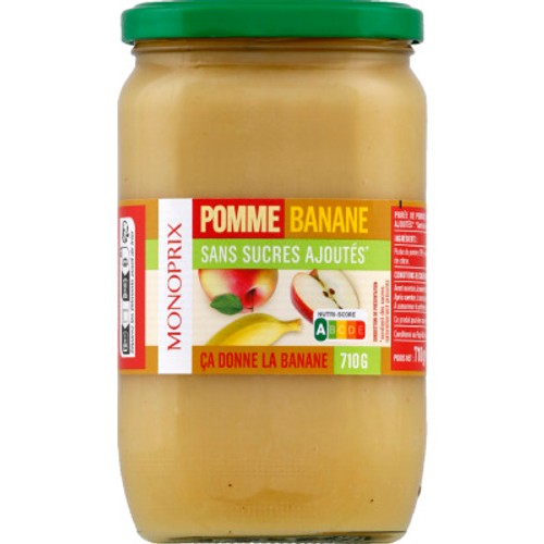Monoprix Purée Pomme Banane sans sucre Ajouté 710g