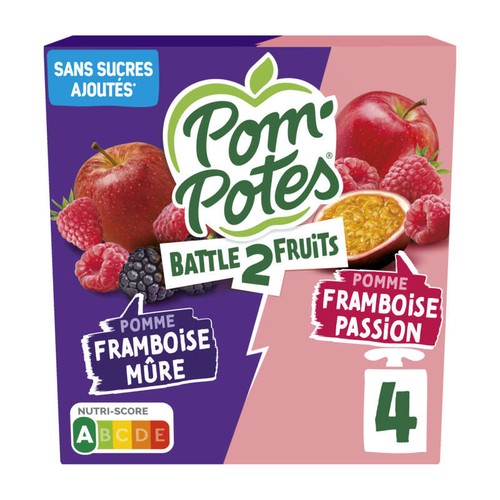 Materne Pom'Potes Battle 2 Fruits Multivariétés 4x90g
