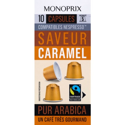 Monoprix Capsules Pur Arabica Saveurs caramel n°5 x10