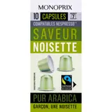 Monoprix capsules Pur Arabica Saveurs Noisette n°7 x10