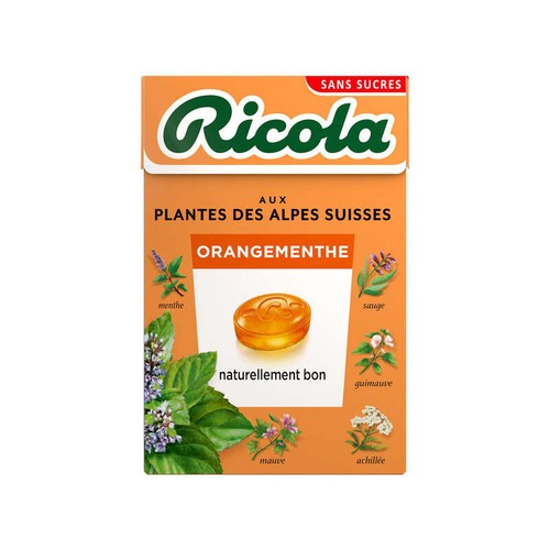 Ricola Aux Plantes Des Alpes Suisses Orange Menthe Sans Sucres 50g