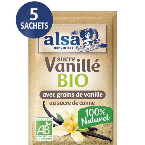 Alsa Sucre Vanillé Bio 5 Sachets 37,5g
