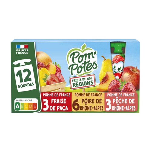 Pom'Potes Compote Gourdes Multivariétés de nos Régions 12x90g