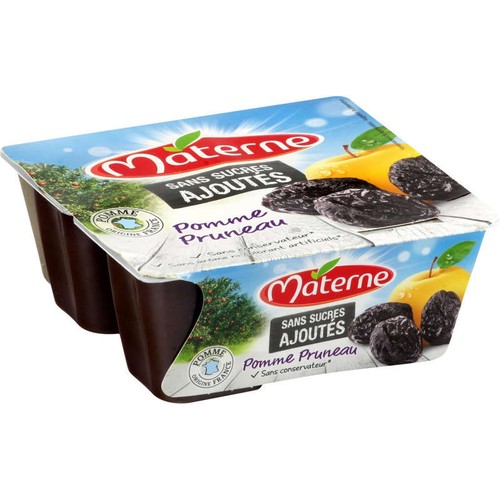 Materne Purée De Pomme Pruneau, Sans Sucres Ajoutés 4x100g