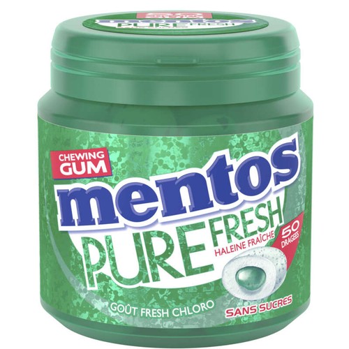Mentos Pure Fresh ChloroChewing Gum sans sucres 50 dragées - 100g