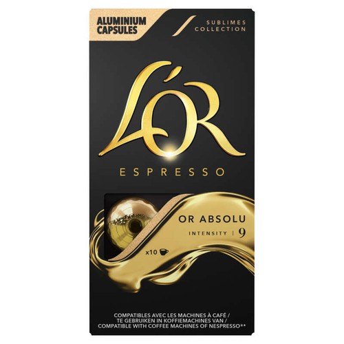 L'Or Espresso Café Or Absolu intensité 9 x10 capsules 52g