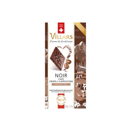 Villars Tablette Héritage 1901 Noir Café Crisps de Capuccino 100g