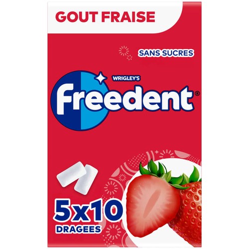Freedent Goût Fraise 5x10 Dragées 70g