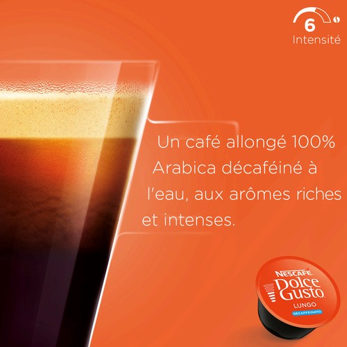 Nescafé Dolce Gusto Café Lungo Décaféiné 16 Capsules Intensité 6, 112g