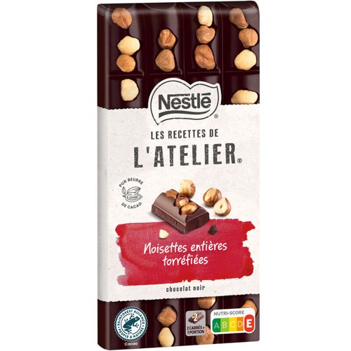Nestlé Dessert Tablette Chocolat Noir Noisettes Entières Torréfiées 170g