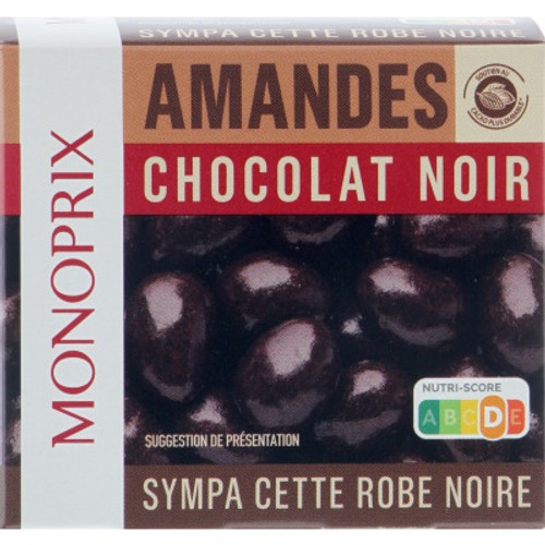 Monoprix Amandes chocolat noir 120g