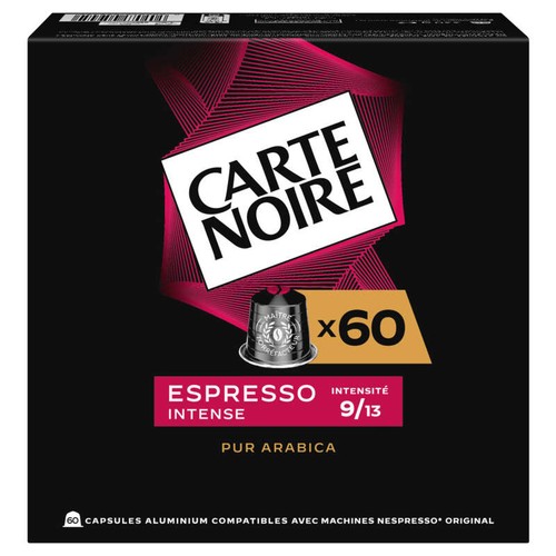 Carte Noire 60 capsules alu espresso intense n°9 méga format 330g