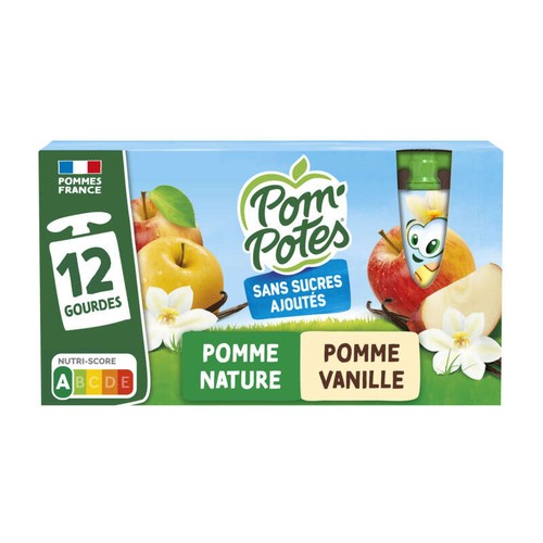 Pom'Potes Compotes Gourdes Pomme Vanille 12x90g