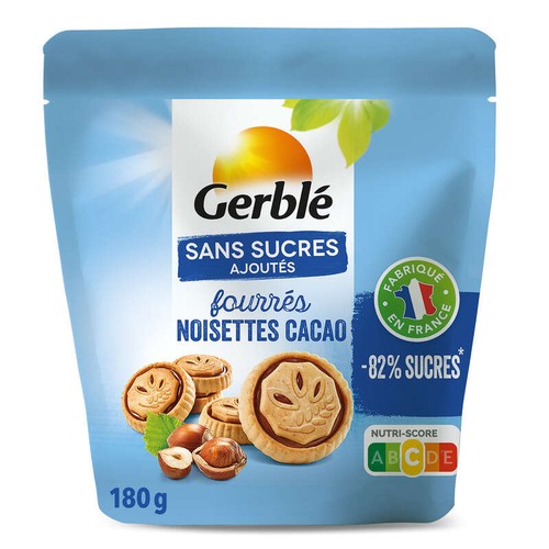 Gerblé Biscuit fourré cacao noisettes sans sucres ajoutés  180g