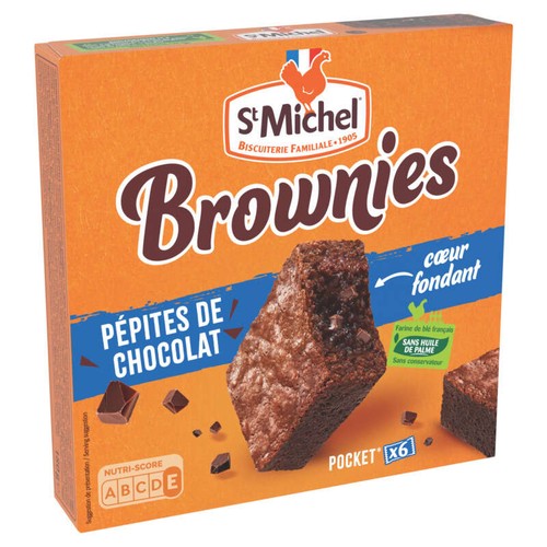 St Michel Brownies aux pépites de chocolat et cœur fondant x6