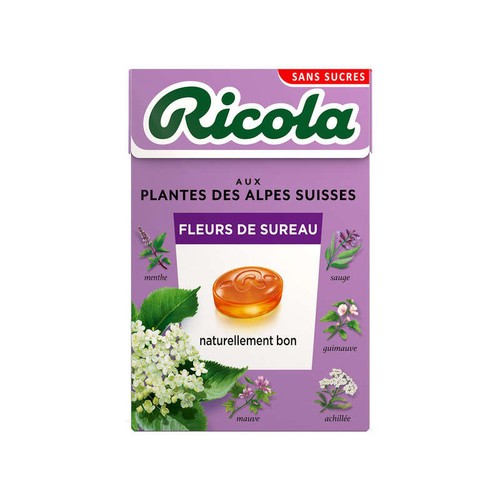 Ricola Bonbons Aux Plantes Des Alpes Suisses Fleurs De Sureau Sans Sucres 50g