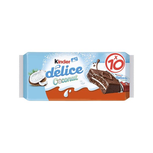 Kinder Délice Petit Gâteau Saveur Noix De Coco Enrobé De Cacao 370g