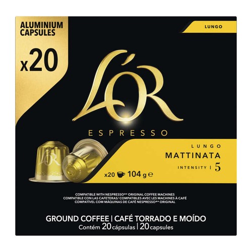 L’Or Espresso Lungo Mattinata intensité 5 Café en Capsules x 20-104g