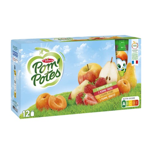 Pom'Potes Classiques mix Pomme, Fraises, Poires Abricots 12x90g