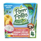 Materne Pom' Potes Compotes Pomme Pêche Fruits du Dragon 4x90g