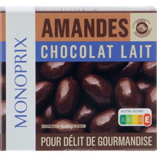 Monoprix Amandes chocolat au lait 120g