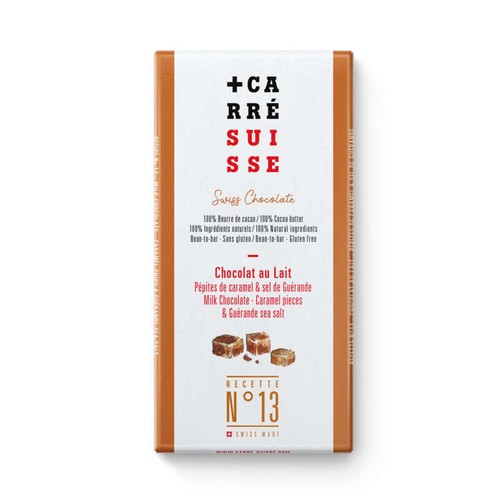 Carré Suisse N°13 Tablette Caramel et sel de Guérande 100g