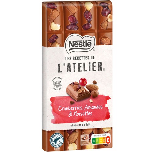Nestlé Dessert Chocolat au Lait Gourmands Cranberries, Amandes et noisette