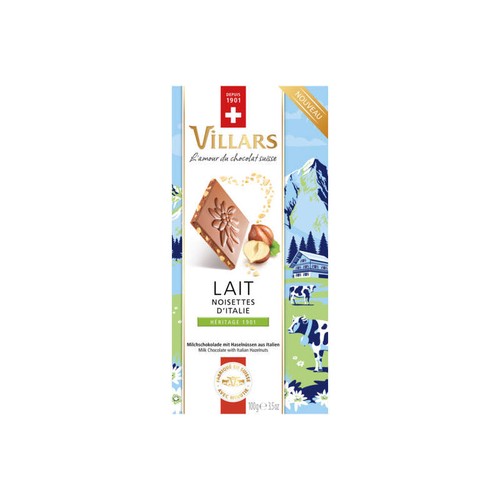 Villars Tablette Héritage 1901 Lait Noisettes d'Italie 100g