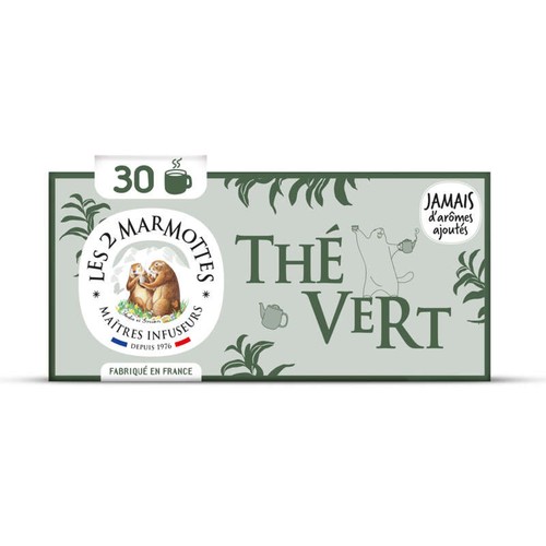 Les 2 Marmottes Thé Vert Bio 30 sachets 48g