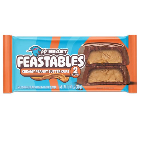 MrBeast Feastables Bouchées de Chocolat Lait Beurre de Cacahuètes 2x20g
