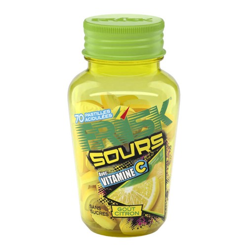 Frisk Sours Pastilles acidulées Vitamine C Sans sucres au citron x70 49g