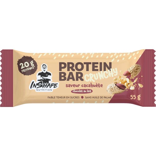Inshape Nutrition Barre Protéinée Cacahuètes Caramel Chocolat au Lait 55g