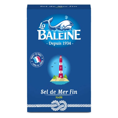 La Baleine Sel de mer fin iodé étui carton 500g