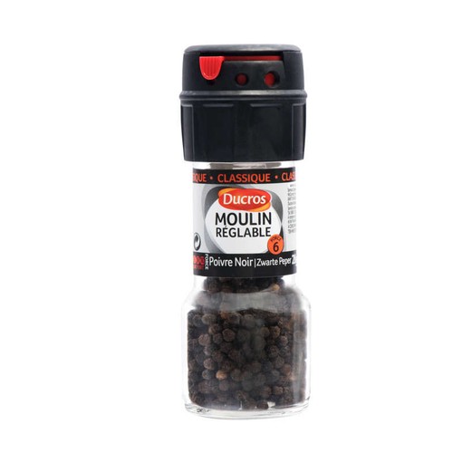 Ducros Moulin Réglable Poivre Noir Force 6 28g