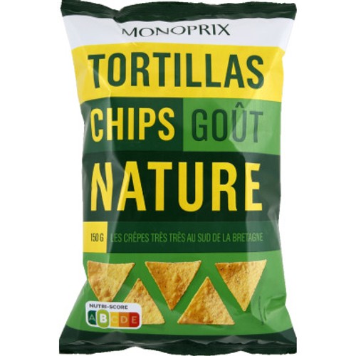 Monoprix Tortillas chips goût nature 150g