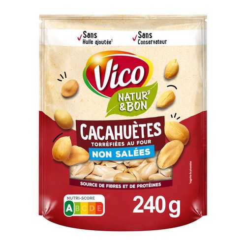 Vico Natur' & bon Cacahuètes grillées non salées 240g