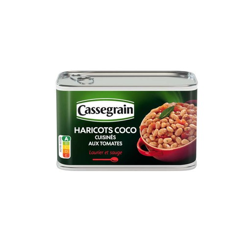 Cassegrain Haricots Coco Cuisinés Aux Tomates Laurier Et Sauge 435g