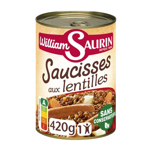 William Saurin Saucisses aux lentilles 420g