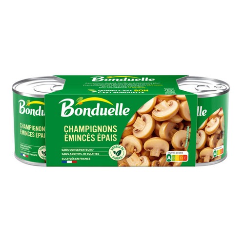 Bonduelle Champignon Émincé Épais Sans Sulfite, Sans Additif 3x115g