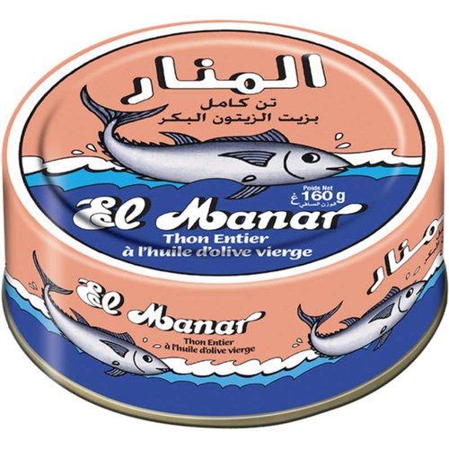 El Manar Thon entier à l'huile d'olive vierge 160g