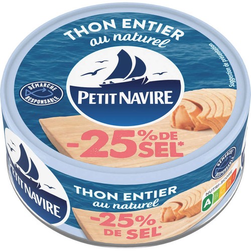 Petit Navire Thon Entier Naturel -25% Sel 112g