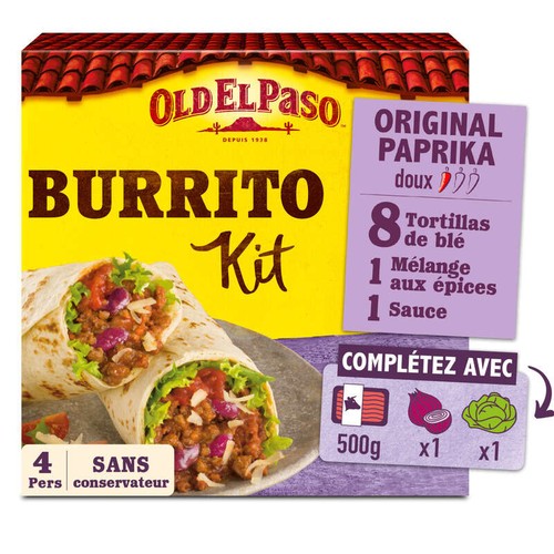 Old El Paso Burrito Le Kit Burritos Saveur Original Paprika Doux 510g