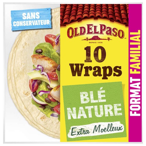 Old El Paso Wraps de blé nature format familial 580g