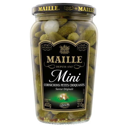 Maille Cornichons Mini Petits Croquants Bocal 210g