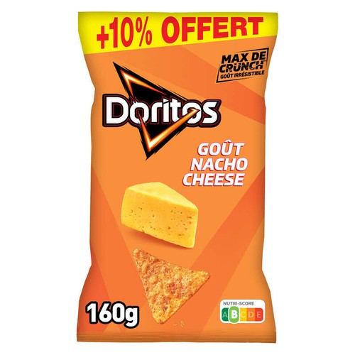 Doritos Chips Tortilla Goût Nacho Cheese 160g +10% Offert